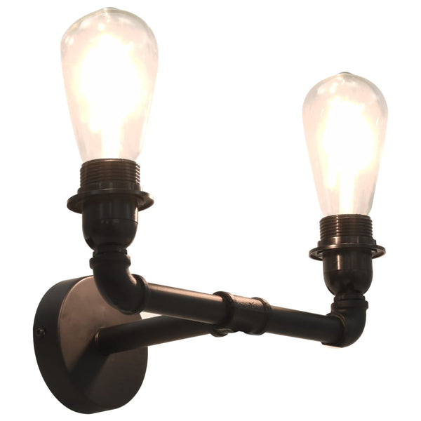 Vegglampe 2-veis svart 2 x E27 lyspærer