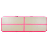 Oppblåsbar gymnastikkmatte med pumpe 300x100x10 cm PVC rosa