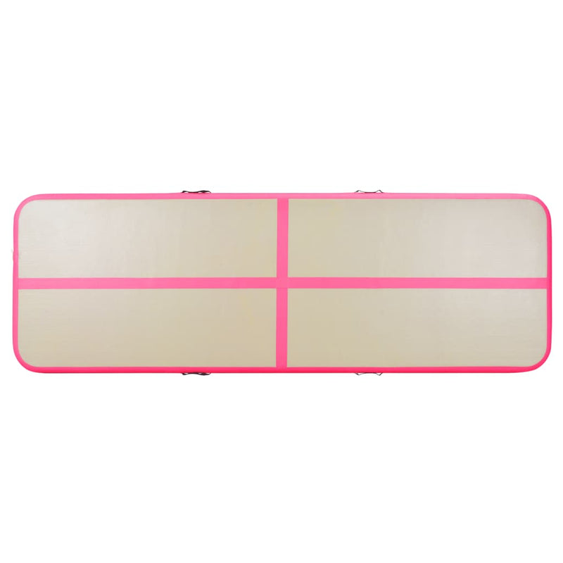 Oppblåsbar gymnastikkmatte med pumpe 300x100x10 cm PVC rosa