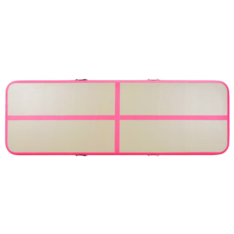 Oppblåsbar gymnastikkmatte med pumpe 700x100x10 cm PVC rosa