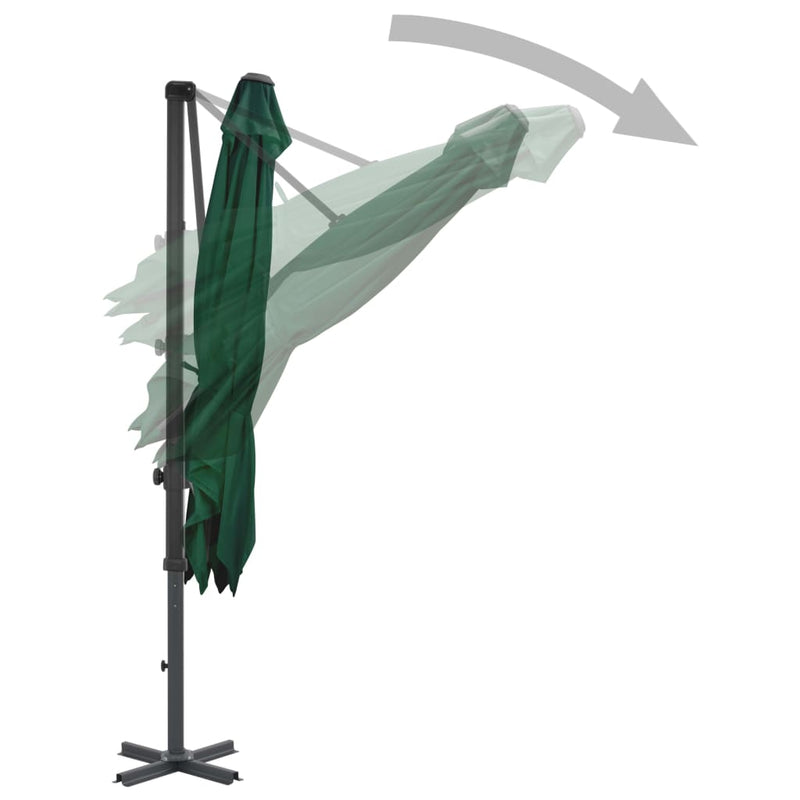 Utendørs parasoll med bærbar base grønn