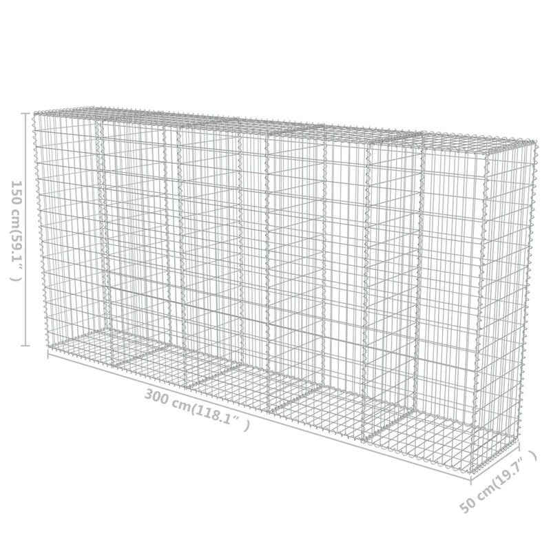 Gabion med topp- og bunnlokk galvanisert stål 300x50x150 cm