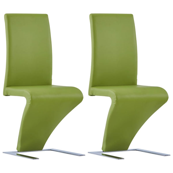 Spisestoler med sikksakkform 2 stk grønn kunstig skinn