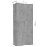 Oppbevaringsskap betonggrå 80x35,5x180 cm sponplate