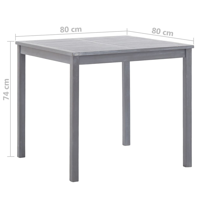 Hagebord grå 80x80x74 cm heltre akasie