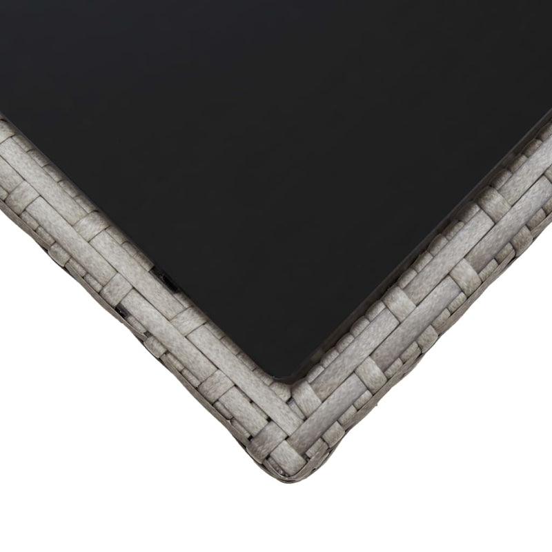Salongbord grå 45x45x40 cm polyrotting og glass