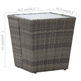 Tebord grå 41,5x41,5x43 cm polyrotting og herdet glass