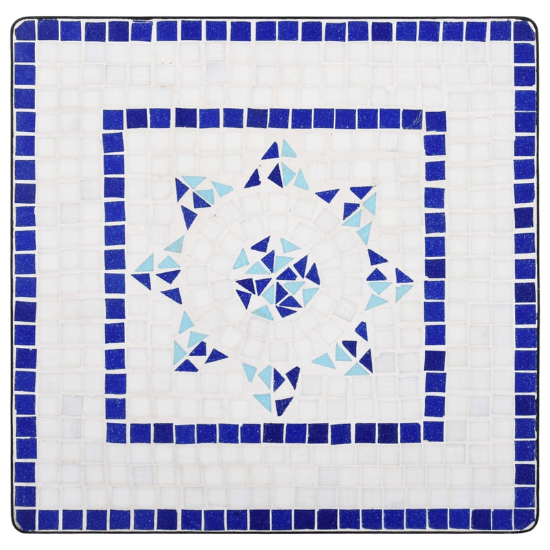 Mosaikkbistrobord blå og hvit 60 cm keramikk