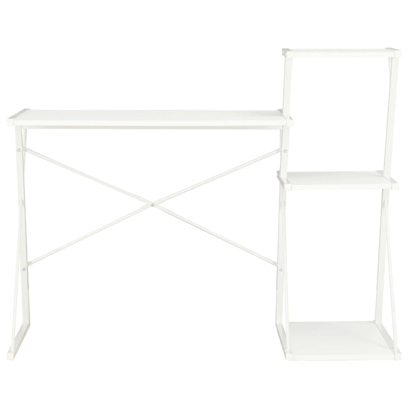 Skrivebord med hylle hvit 116x50x93 cm