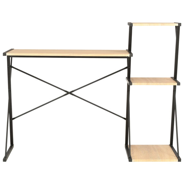 Skrivebord med hylle svart og eik 116x50x93 cm