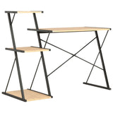 Skrivebord med hylle svart og eik 116x50x93 cm