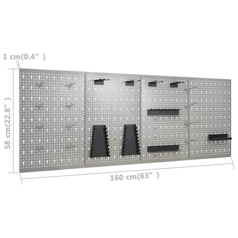 Verktøytavler for vegg 4 stk 40x58 cm stål