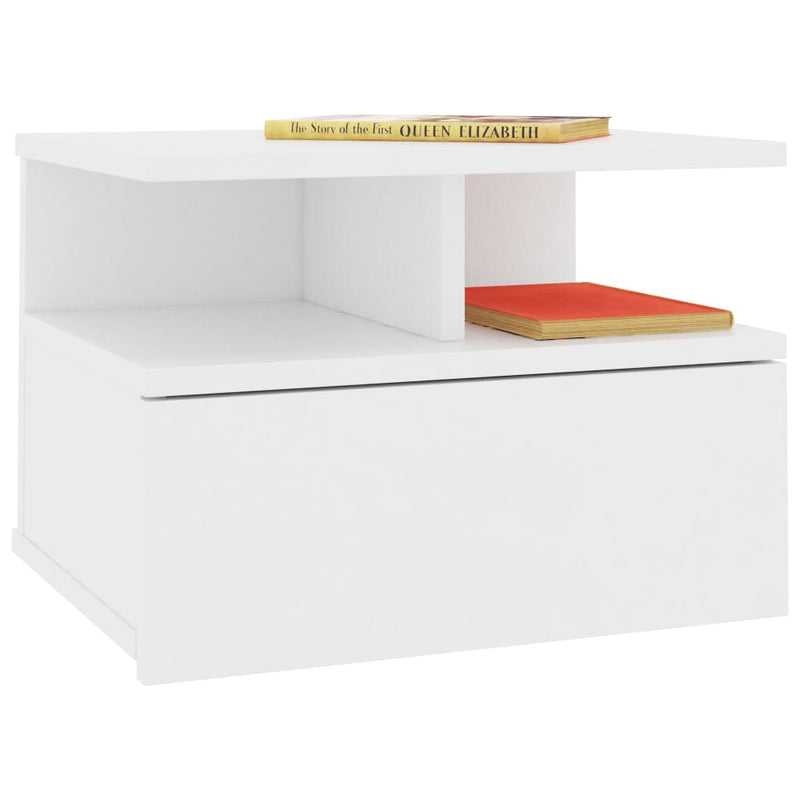 Flytende nattbord hvit 40x31x27 cm sponplate