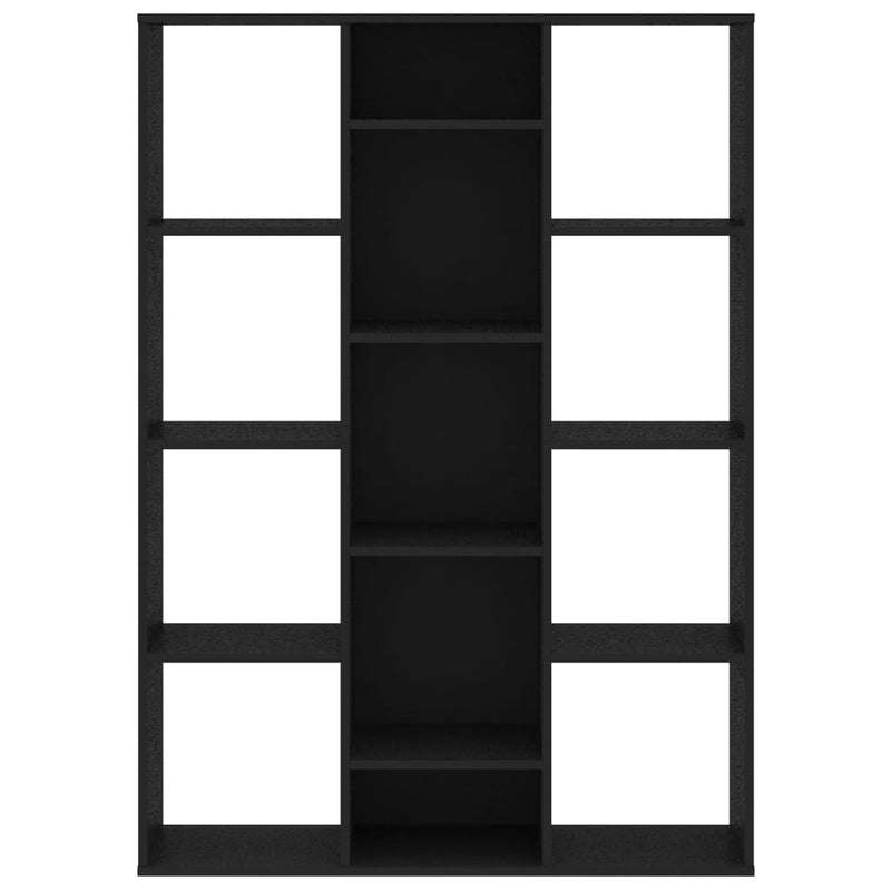 Bokhylle/Romdeler svart 100x24x140 cm sponplate