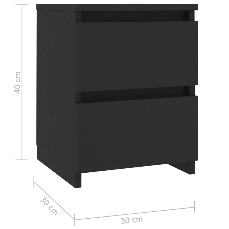 Nattbord 2 stk svart 30x30x40 cm sponplate