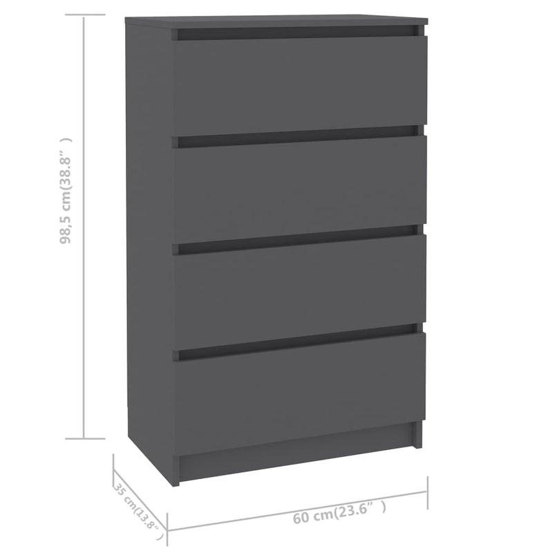 Skjenk grå 60x35x98,5 cm konstruert tre