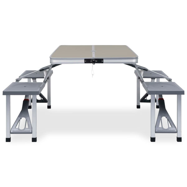 Foldbart campingbord med 4 seter stål aluminium