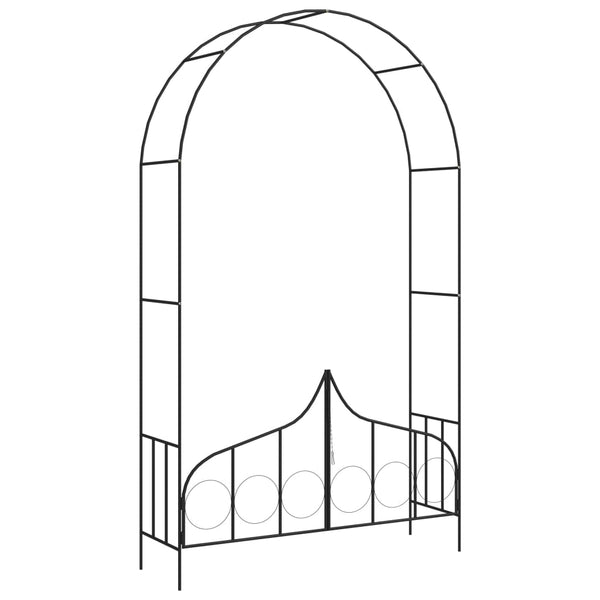 Hagebue med port svart 138x40x238 cm jern