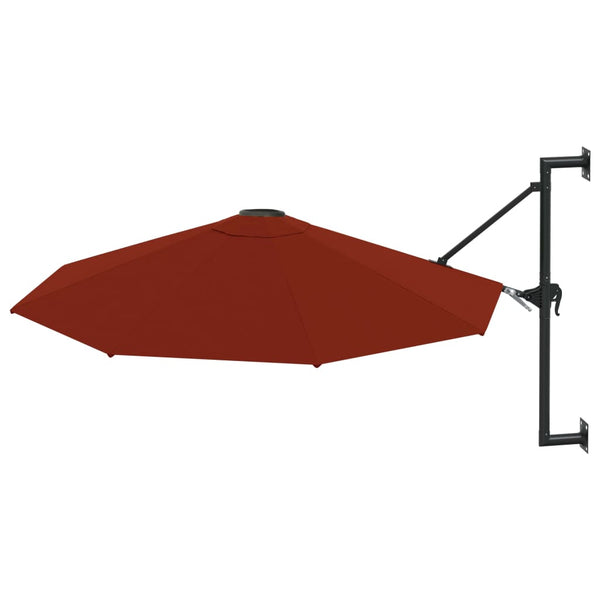 Veggmontert parasoll med metallstang 300 cm terrakotta