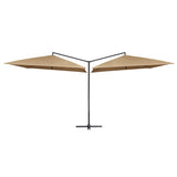 Dobbel parasoll med stålstang 250x250 cm gråbrun