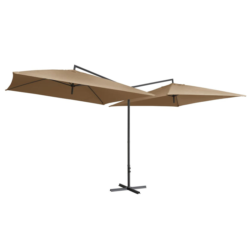 Dobbel parasoll med stålstang 250x250 cm gråbrun