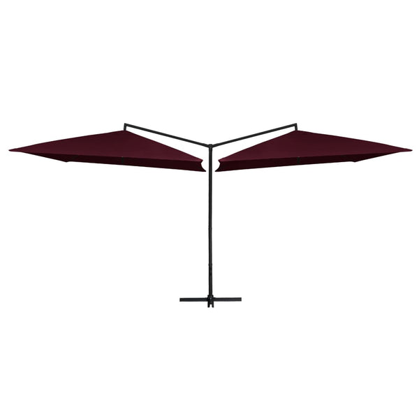 Dobbel parasoll med stålstang 250x250 cm vinrød