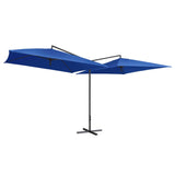 Dobbel parasoll med stålstang 250x250 cm asurblå