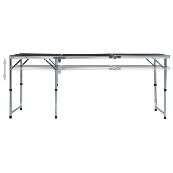 Sammenleggbart campingbord grå aluminium 180x60 cm