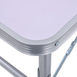 Sammenleggbart campingbord hvit aluminium 60x45 cm