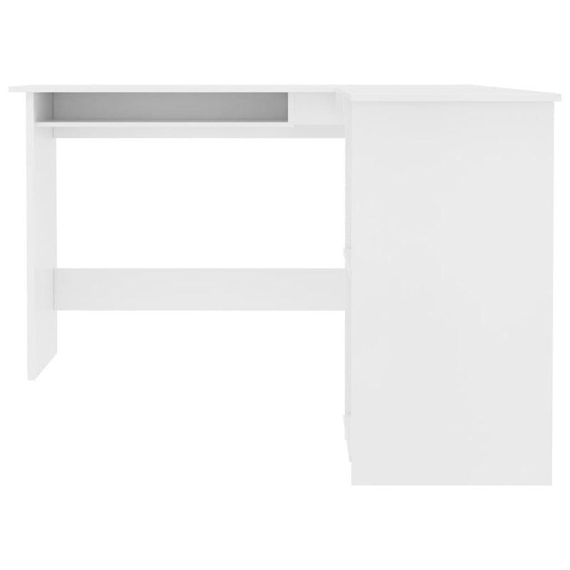 L-formet hjørneskrivebord hvit 120x140x75 cm sponplate
