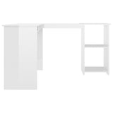 L-formet hjørneskrivebord høyglans hvit 120x140x75 cm sponplate
