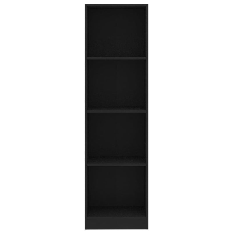 Bokhylle 4 nivåer svart 40x24x142 cm sponplate