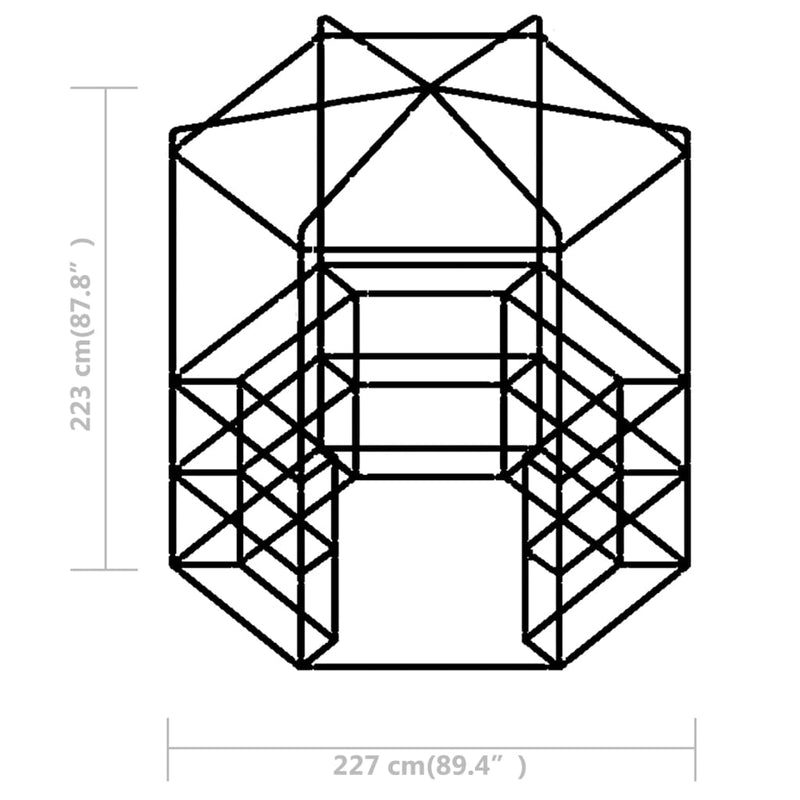 Drivhus med hyller stål 227x223 cm