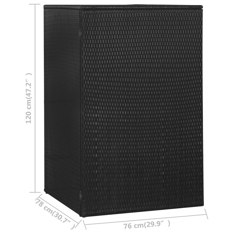 Søppeldunkskur enkelt svart 76x78x120 cm polyrotting