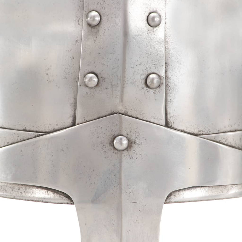 Middelaldersk ridderhjelm antikk replika LARP sølv stål