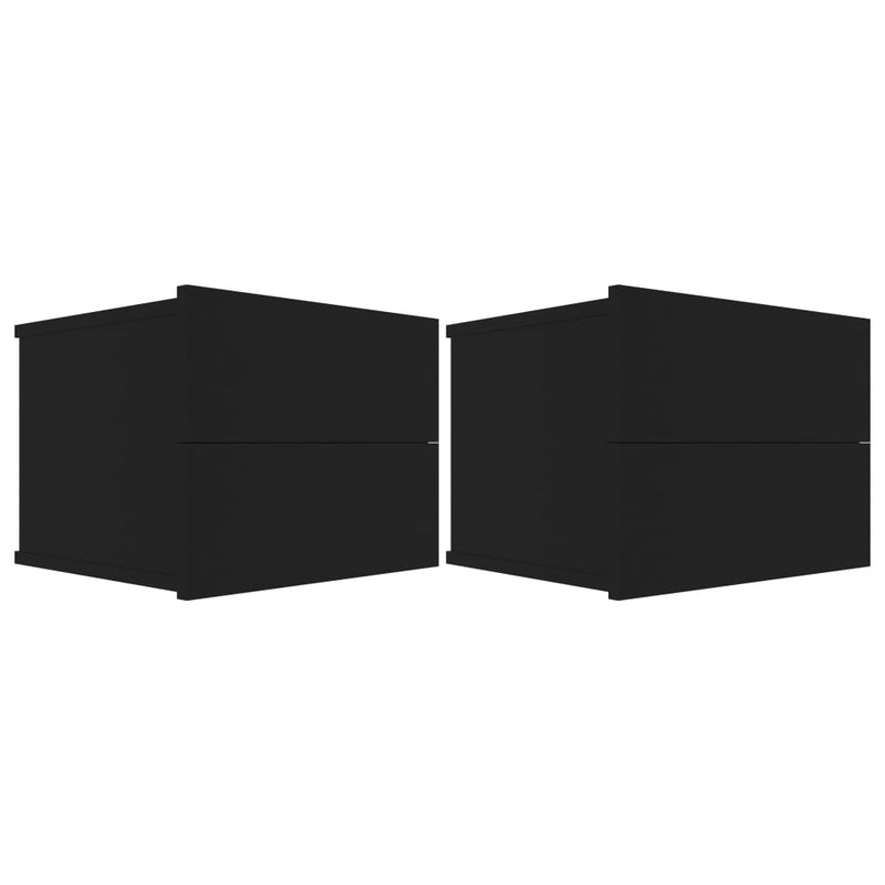 Nattbord 2 stk svart 40x30x30 cm sponplate