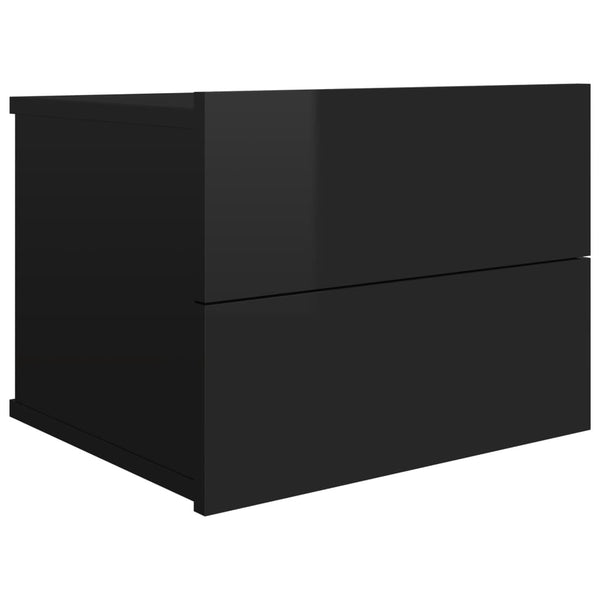 Nattbord høyglans svart 40x30x30 cm sponplate