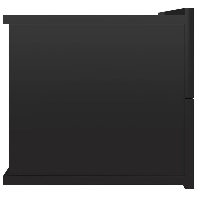 Nattbord 2 stk høyglans svart 40x30x30 cm sponplate