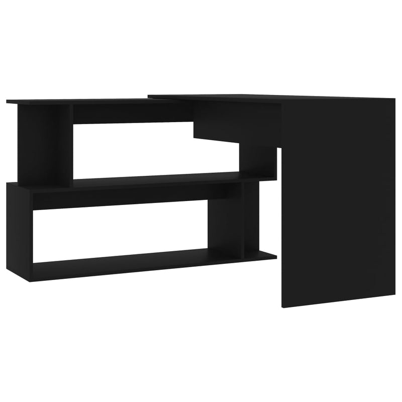Hjørneskrivebord svart 200x50x76 cm sponplate
