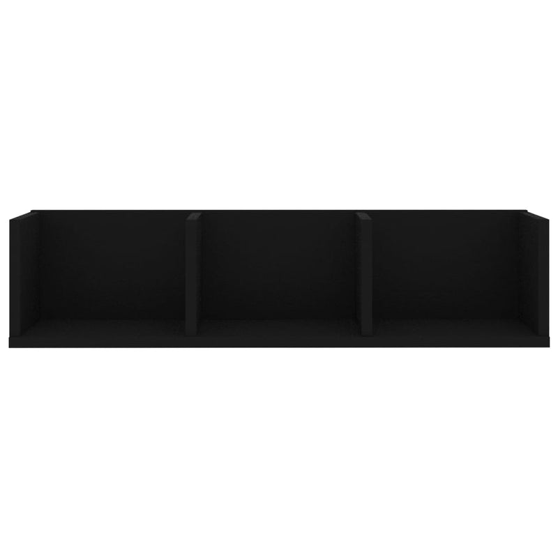 Veggmontert CD-hylle svart 75x18x18 cm sponplate