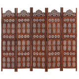 Romdeler håndskåret 5 paneler brun 200x165 cm heltre mango