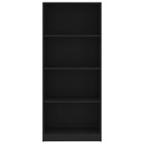 Bokhylle 4 nivåer svart 60x24x142 cm sponplate