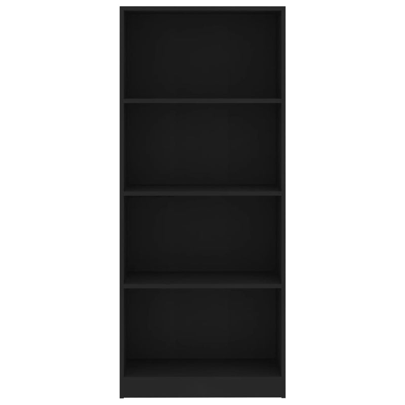 Bokhylle 4 nivåer svart 60x24x142 cm sponplate