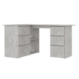 Hjørneskrivebord betonggrå 145x100x76 cm sponplate