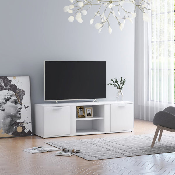 TV-benk hvit 120x34x37 cm sponplate