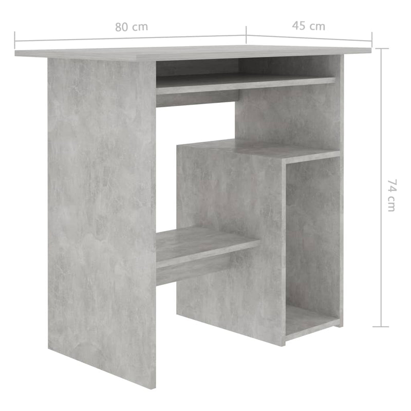 Skrivebord betonggrå 80x45x74 cm sponplate