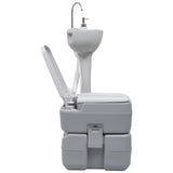 Bærbart campingsett toalett og håndvask grå