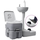 Bærbart campingsett toalett og håndvask grå