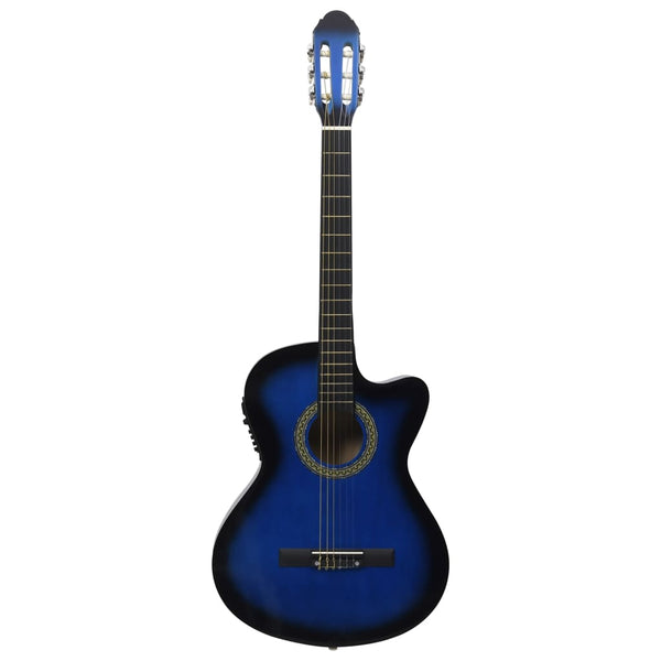Western klassisk cutaway gitar med equalizer 6 strenger blå