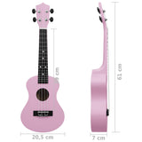 Sopran-ukulele sett med veske for barn rosa 23"